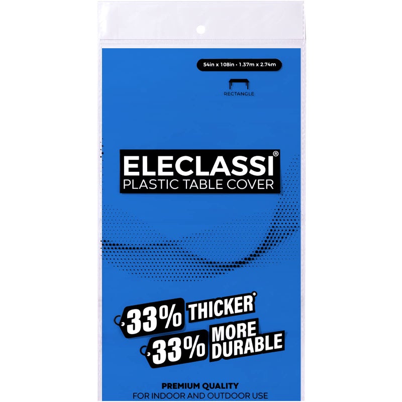Eleclassi Royal Blue 12 Pack Premium Disposable Plastic Tablecloth 54 x 108 Inch - Waterproof Disposable Tablecloth for Rectangle Tables Up to 8 Feet in Length - Plastic Table Cloth Disposable - Image 4